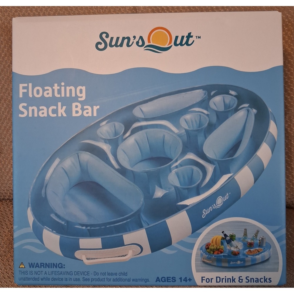 Suns Out Floating Snack Bar Inflatable Pool Tray Cabana Stripe SN-PL307-451W
